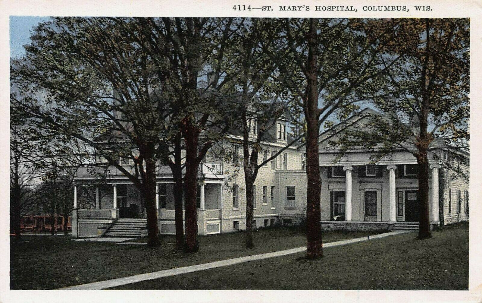 St. Mary's Hospital, Columbus, Wisconsin, Early Postcard, Unused