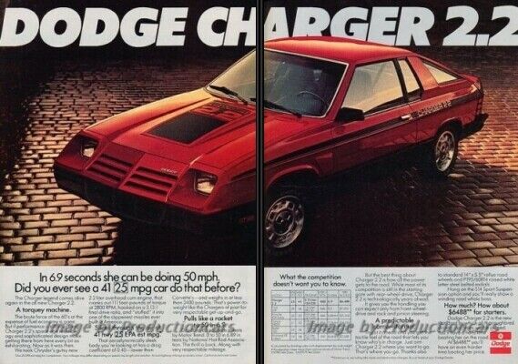 1981 1982 Dodge Charger 2.2 2-page Advertisement Print Art Car Ad J825
