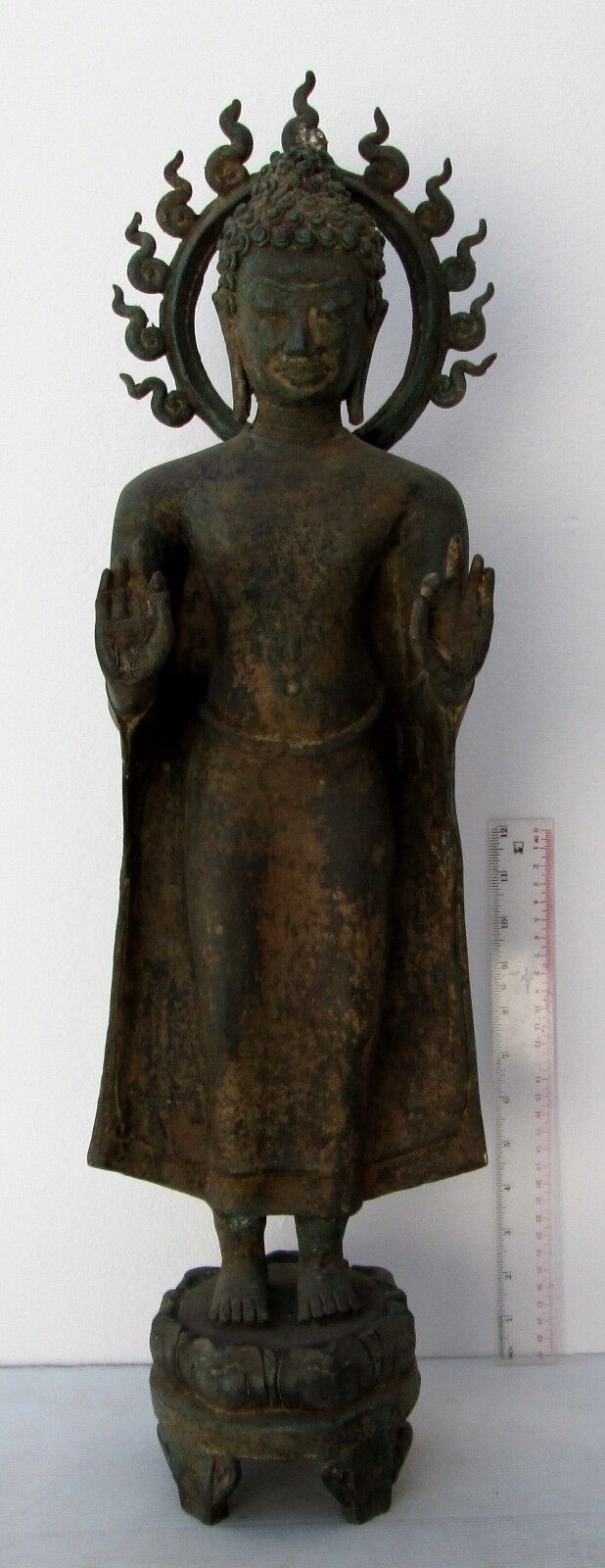 MAGNIFICENT Chiang Saen Bronze Standing Teaching Buddha 