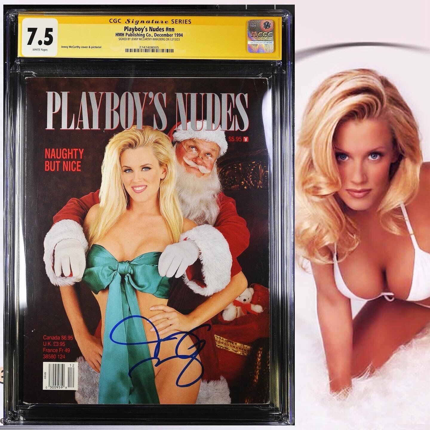 CGC 7.5 SS Playboy\'s Nudes #nn signed by Jenny McCarthy December 1994 WP