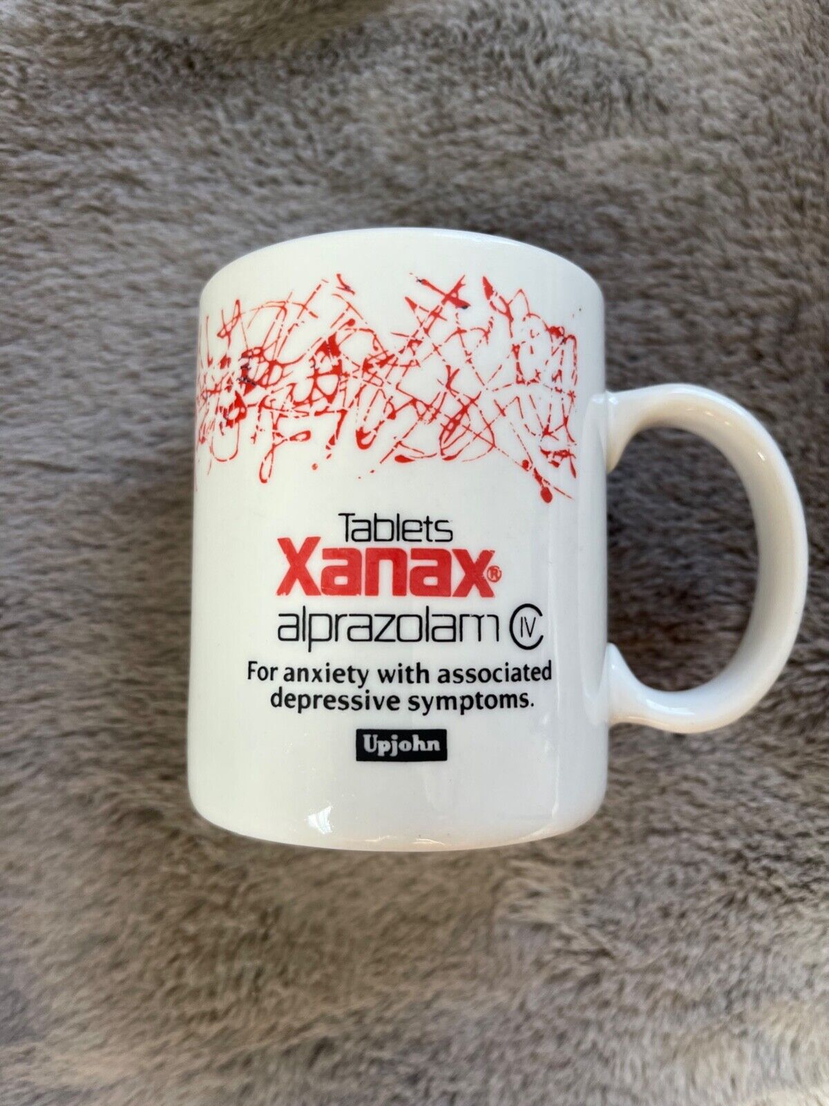 Vintage Xanax Alprazolam Coffee Mug Upjohn Pharmaceutical Rep Merch