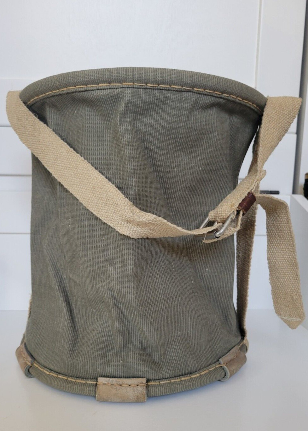 Vintage WWII Military Army Canvas Water Bucket Hasle bei Burgdorf 1943