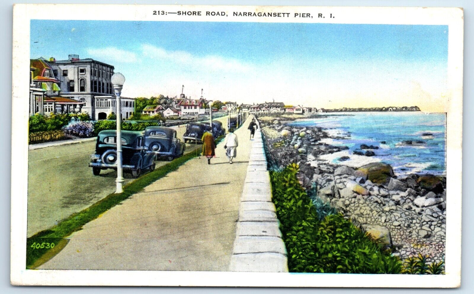 Postcard Shore Road, Narragansett Pier, RI 1937 F169