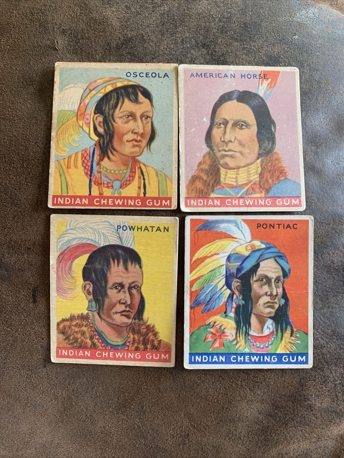1933 Goudey Indian Gum Lot - 4 Cards Osceola, Powhatan, Pontiac, American Horse