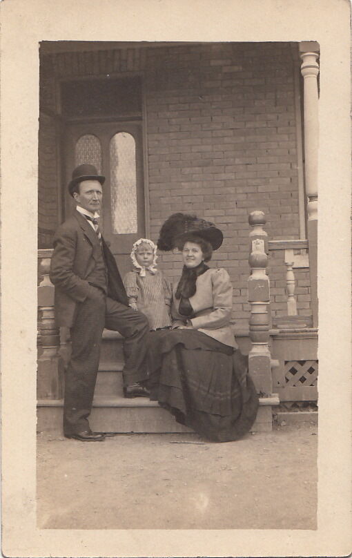 RPPC Postcard Family Outside on Porch c. 1900s