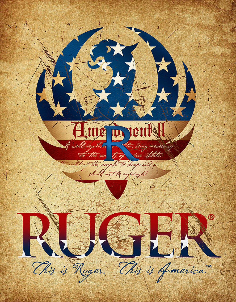 Ruger Firearms 2nd Amendment  America Eagle Gun Ammo Wall Décor Metal Tin Sign