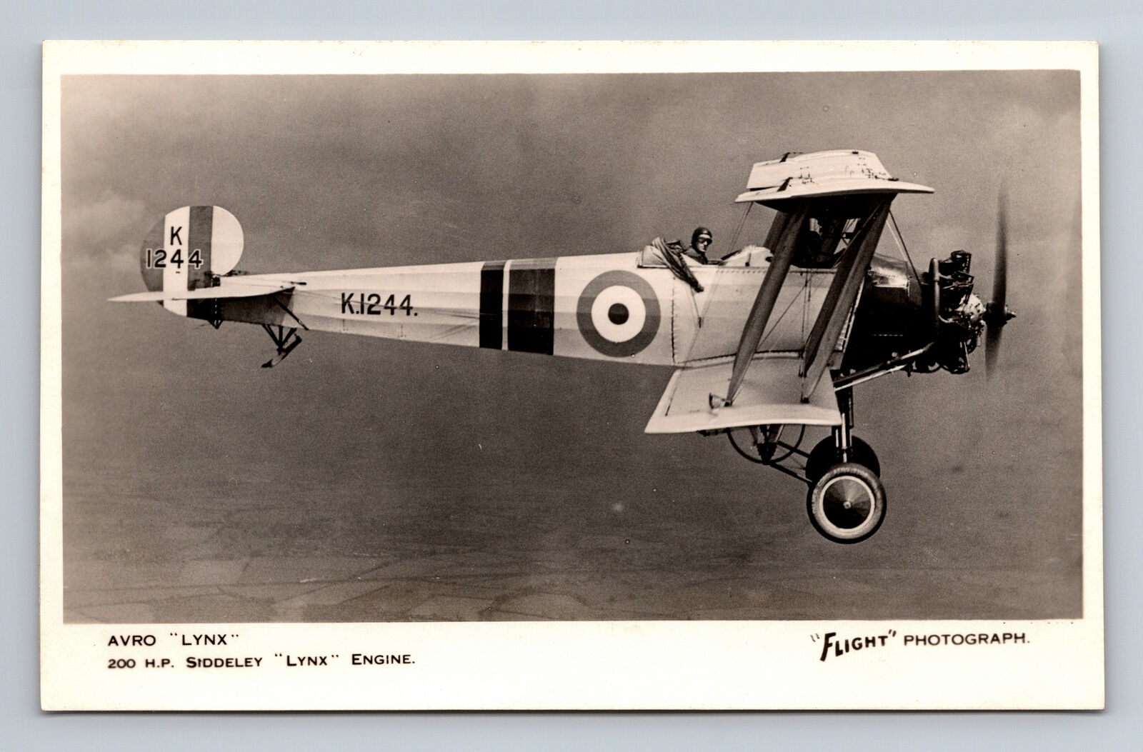 RPPC RAF RN Avro Lynx Fighter Bomber Biplane 504? FLIGHT Photograph Postcard