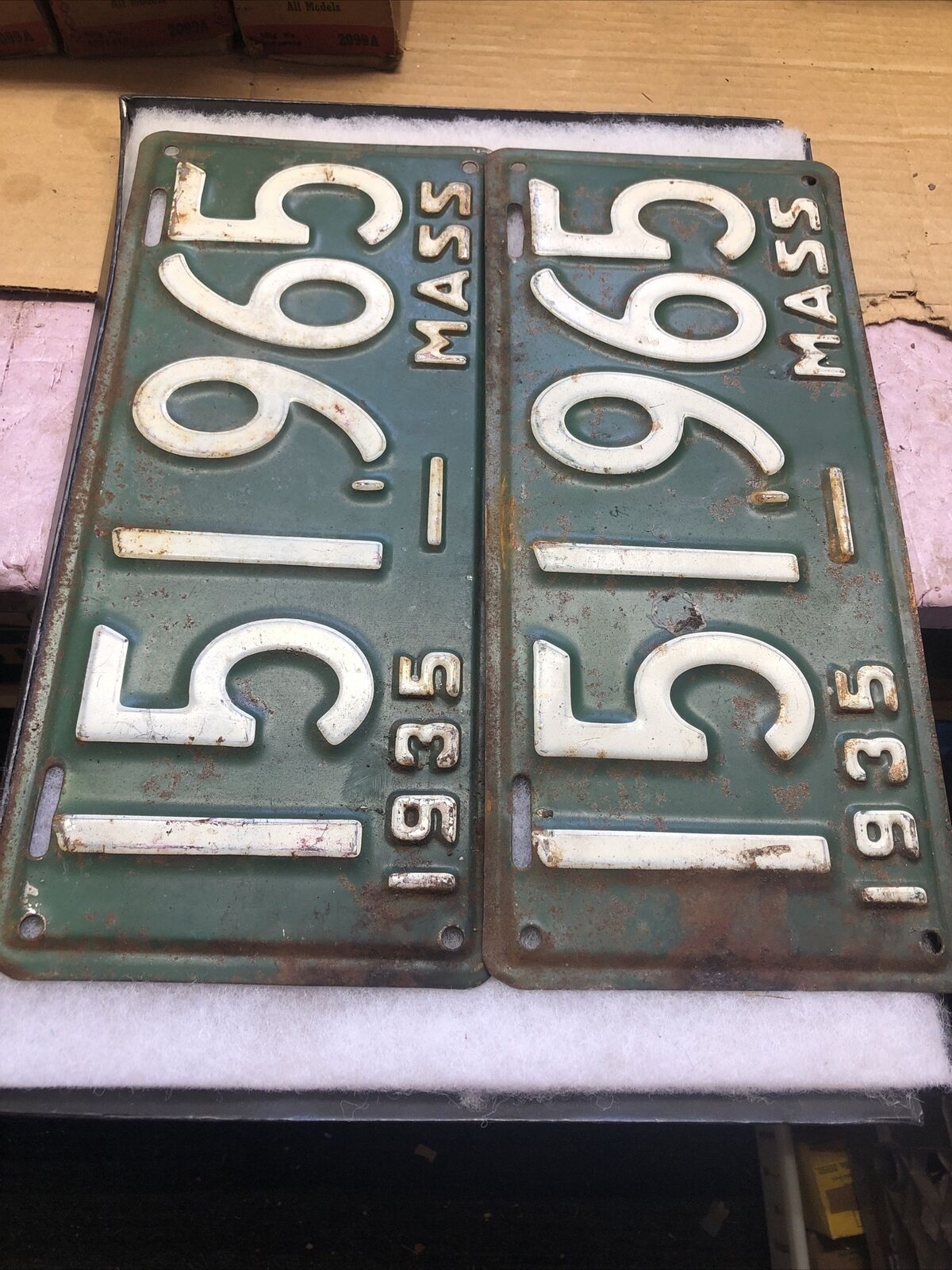1935 Massachusetts License Plates 151-965 Pair 