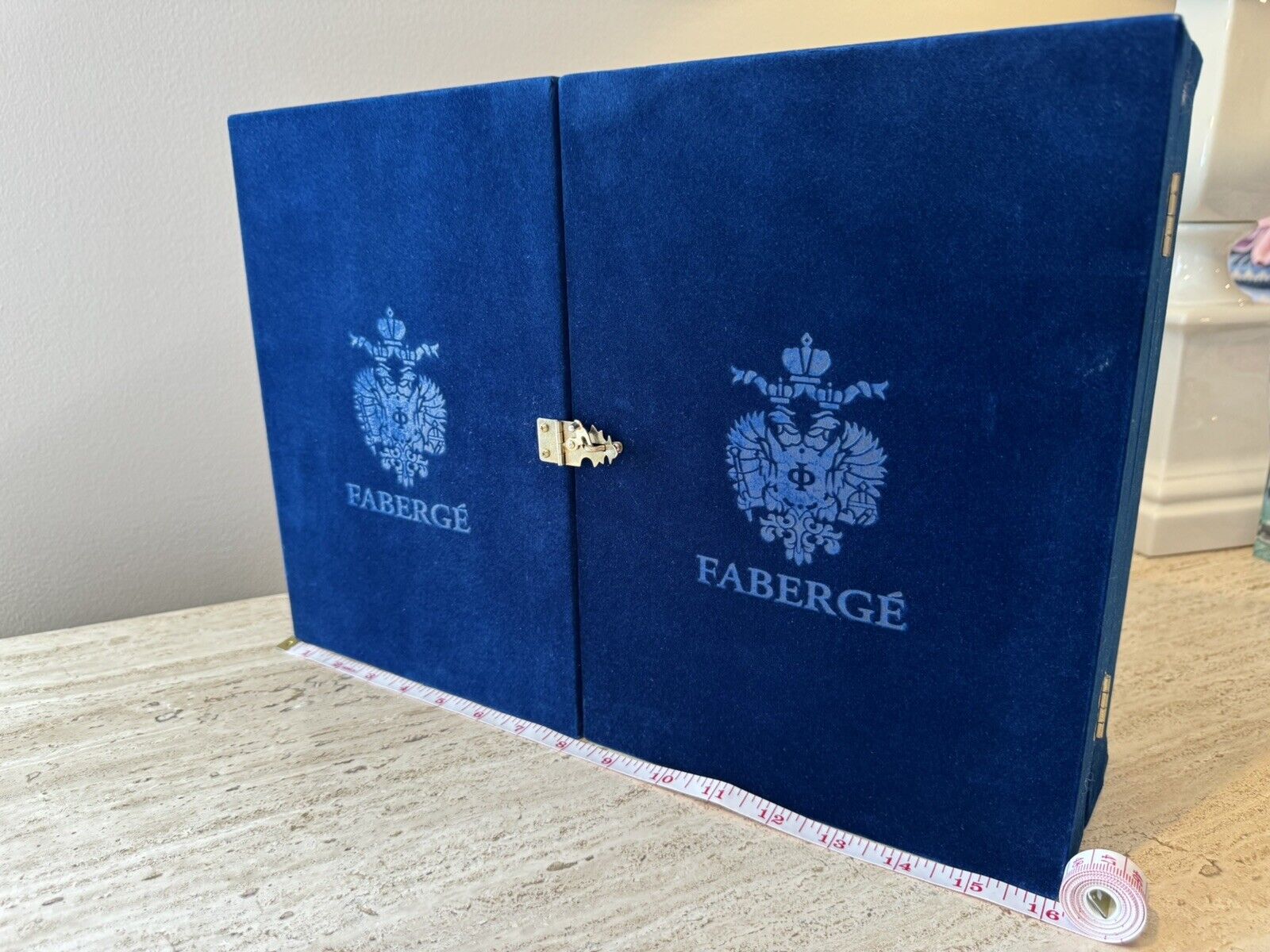 Faberge Crystal Hock Wine Glasses Set of 6 Multi Color w/velvet Case