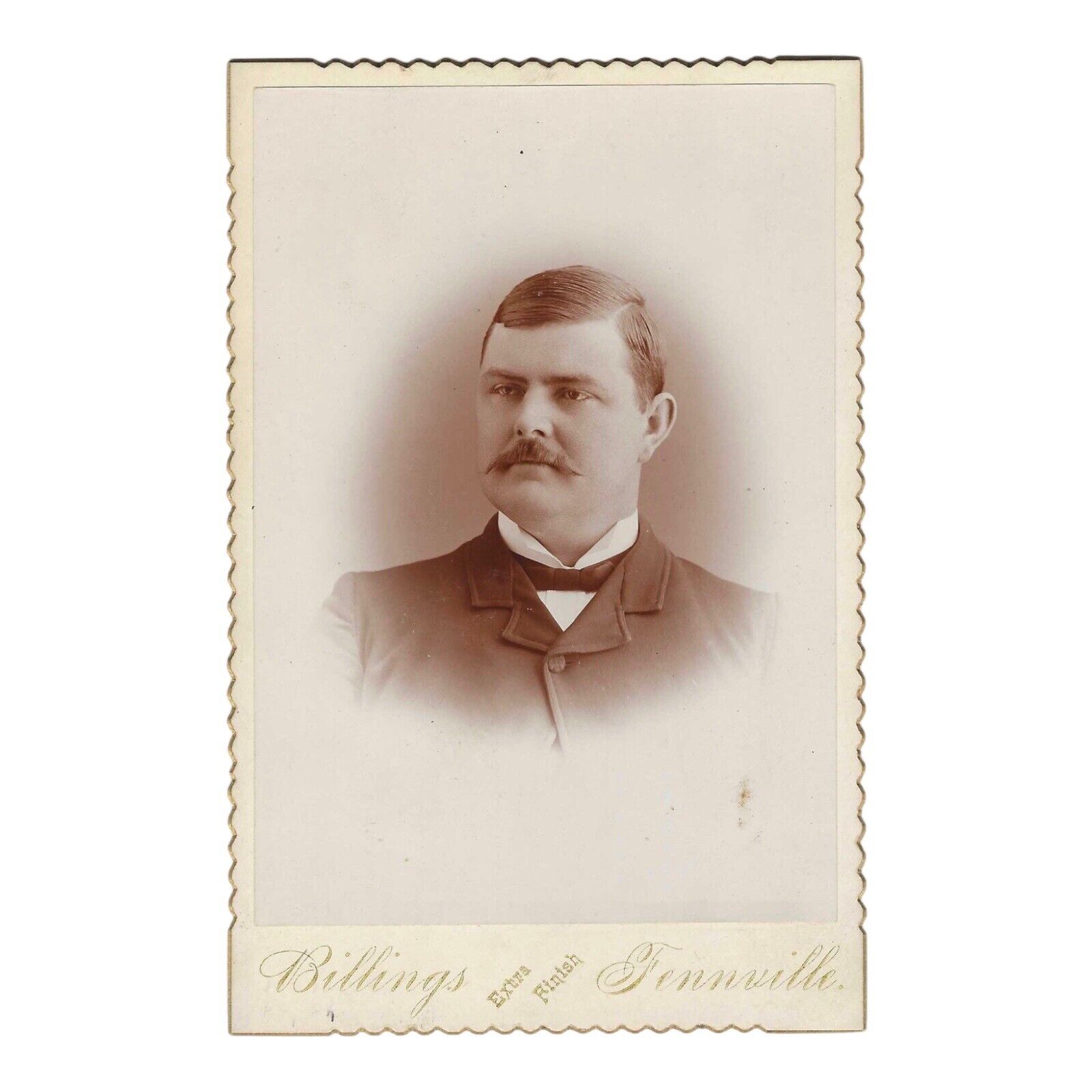 Antique Cabinet Card Photo Dapper Man Handlebar Mustache Fennville Michigan