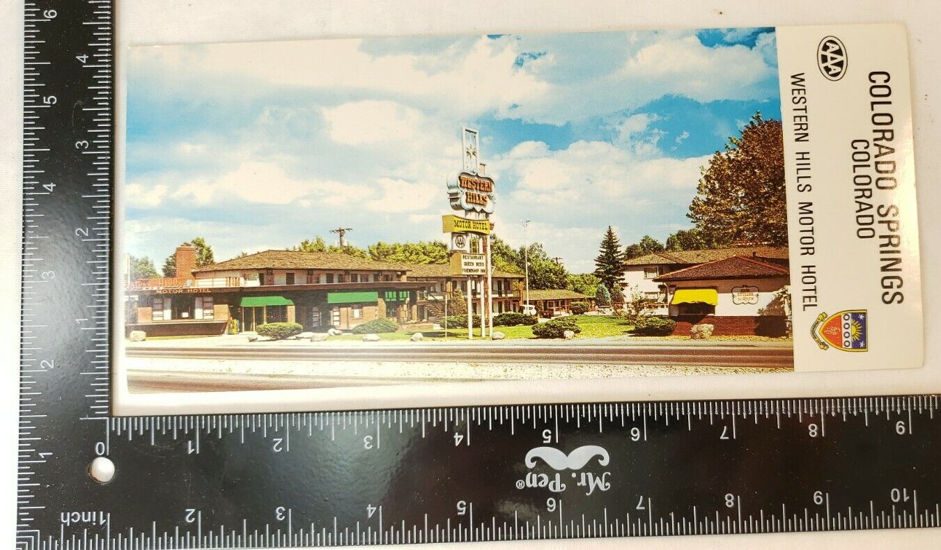 Old Colorado Springs Motel Postcard - Western Hills Motor Hotel -FREE SHIPPING