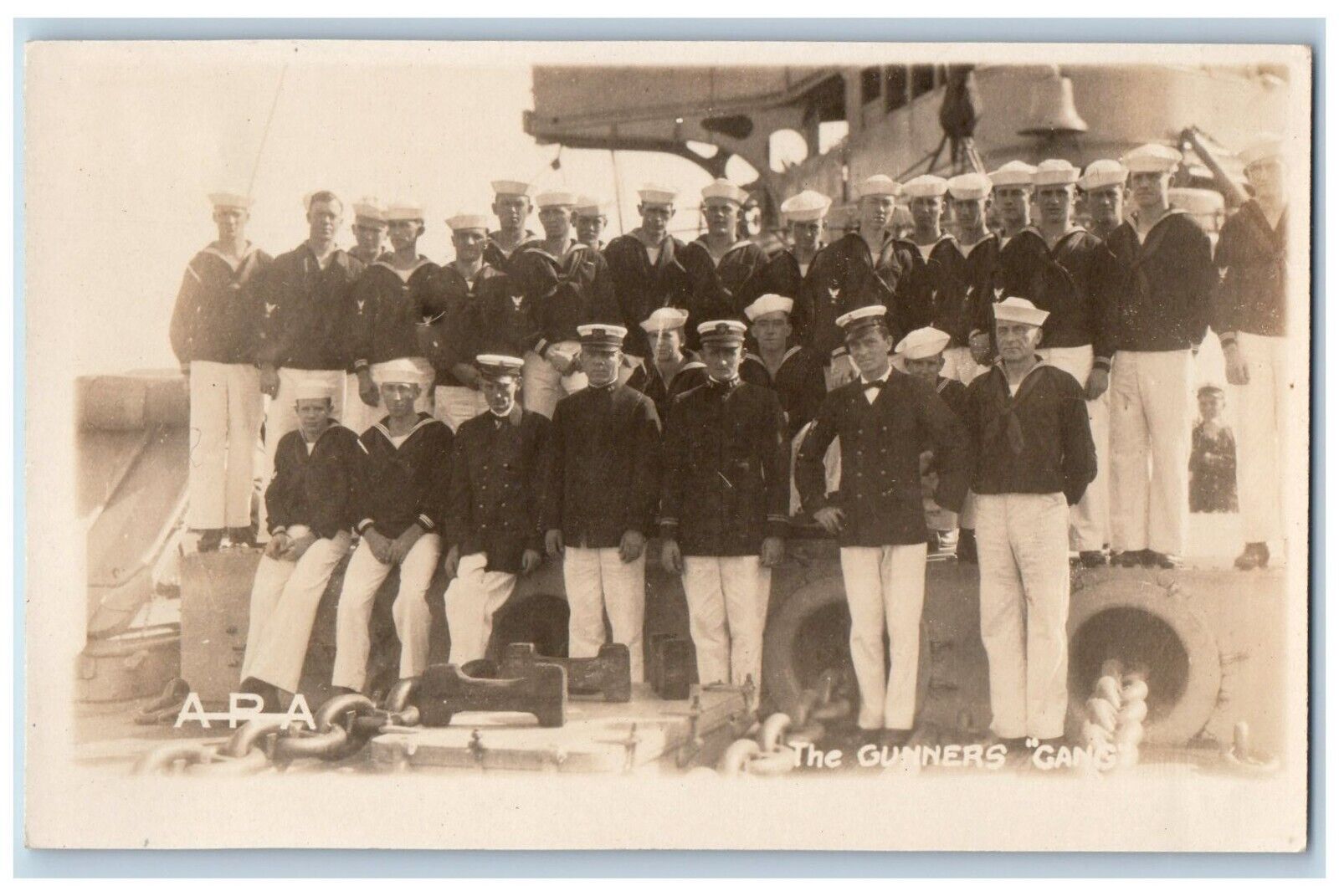 WWI US Navy Sailors Postcard RPPC Photo The Gunners Gang c1910's Antique