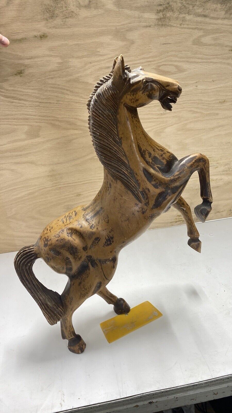 🔆 Vintage Large Hand Carved Horse Statue Wood Sculpture Decor Western *NO BASE*