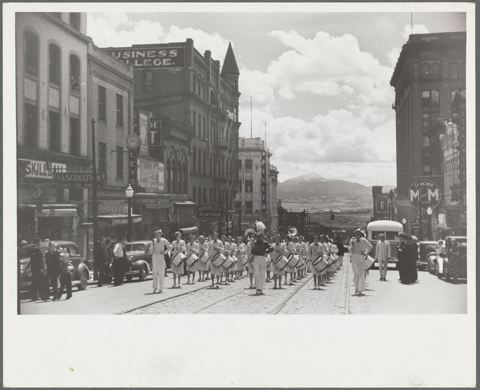 Old Photo, 1930\'s School band parading up Montana St, Butte, Montana 58234156