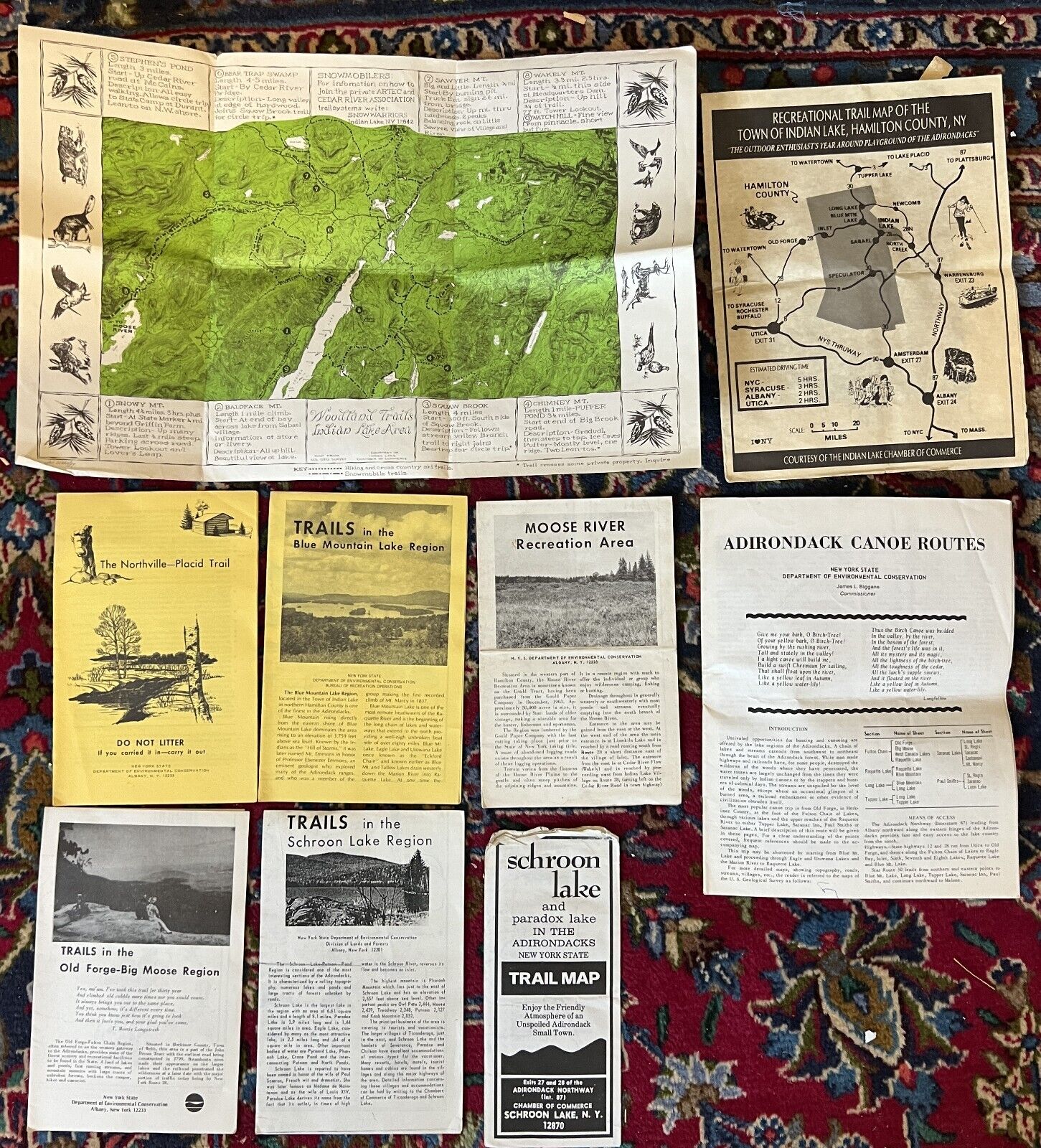 Adirondack vintage paper ephemera and topos. INdian Lake, Schroon Lake, etc.