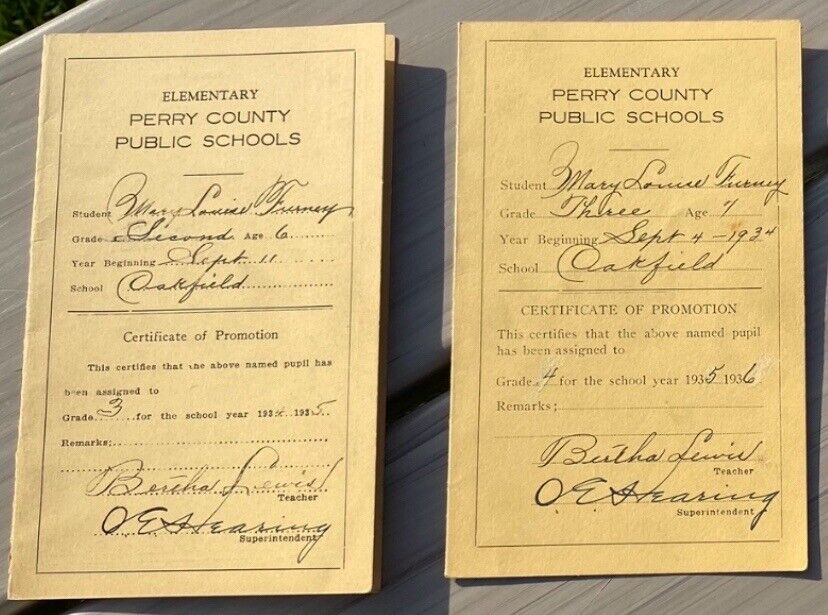 Vintage 1934-43 Grade School & High school Student Report Cards OHIO PERRY CO.