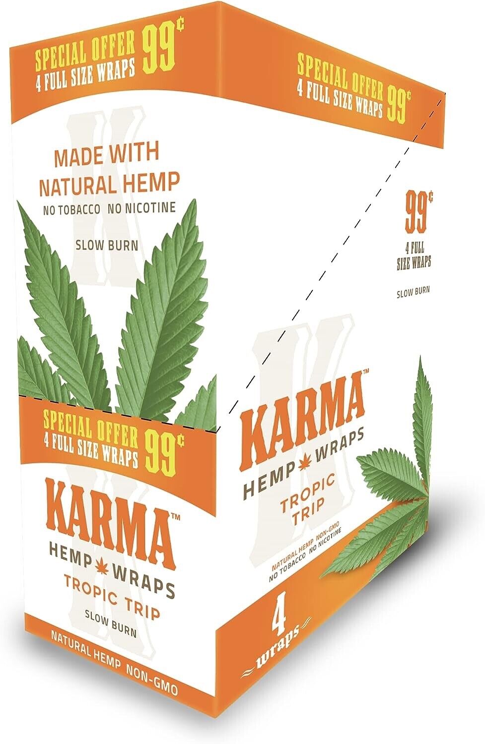 Karma Natural Hemp Non GMO – 2 Per Pack – 25 Pack Non Pre Rolled (Tropic Trip)