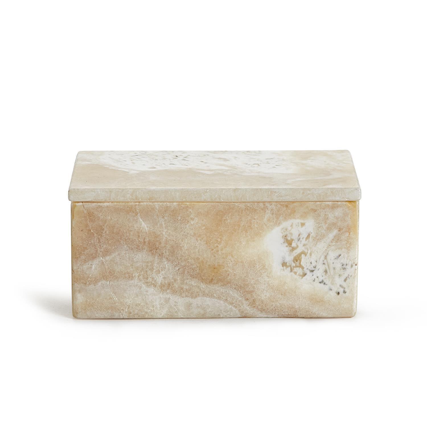 Two's Company White Onyx Rectangle Covered Box