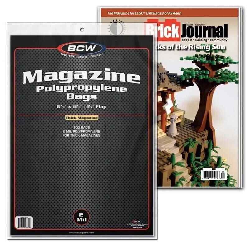 1 Pack (100) BCW Thick Magazine Storage Poly Bags Acid Free 8 7/8\