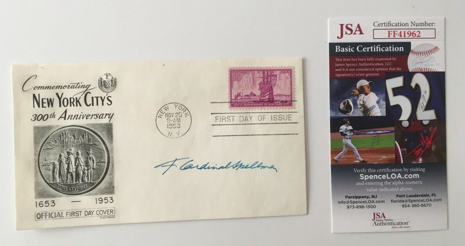 Francis Cardinal Spellman Signed Autographed First Day Cover JSA Certified