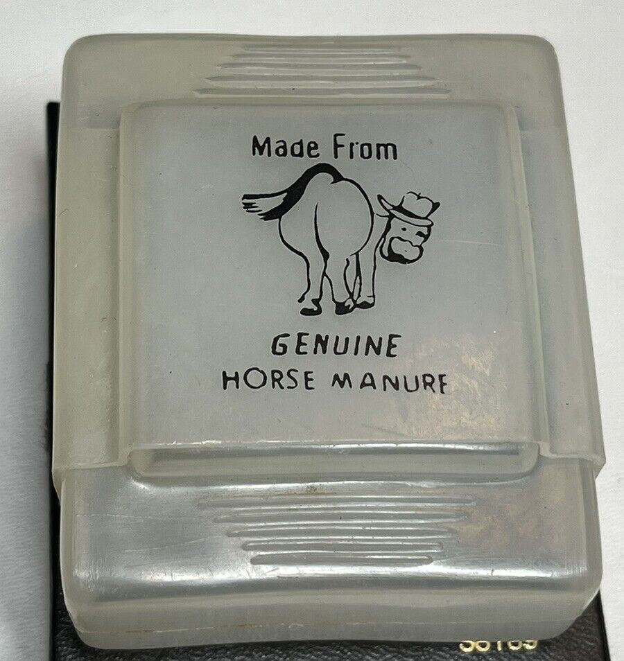 Vintage Comical White Plastic Cigarette Pack Holder Hong Kong Horse Manure