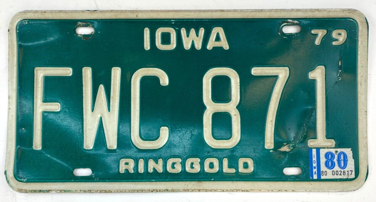 Iowa 1980 License Plate Garage Auto Ringgold Co Man Cave Wall Decor Collector