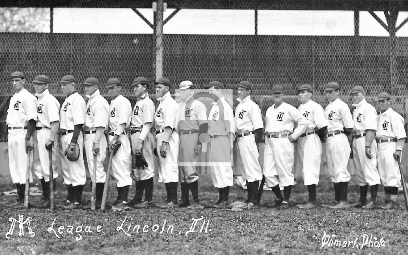 Baseball Team League Lincoln Illinois IL Reprint Postcard