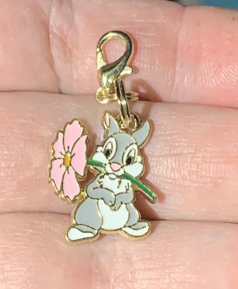 Gold Thumper Rabbit From Bambi Charm Zipper Pull & Keychain Add On Clip