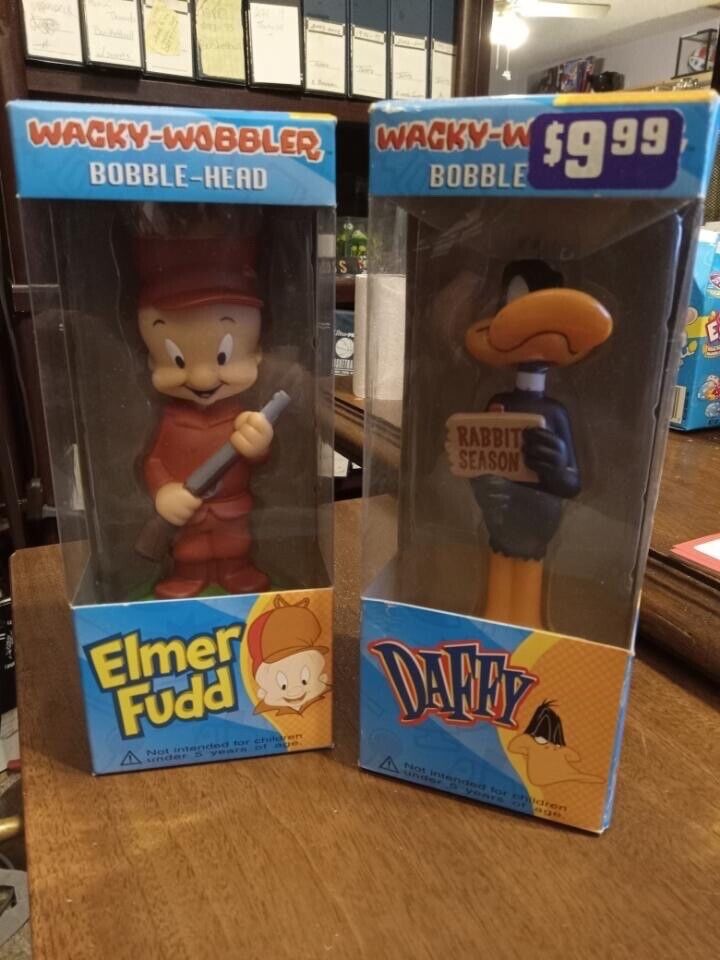 Funko Wacky Wobblers Looney Tunes Daffy Duck & Elmer Fudd New in Box Lot of (2)