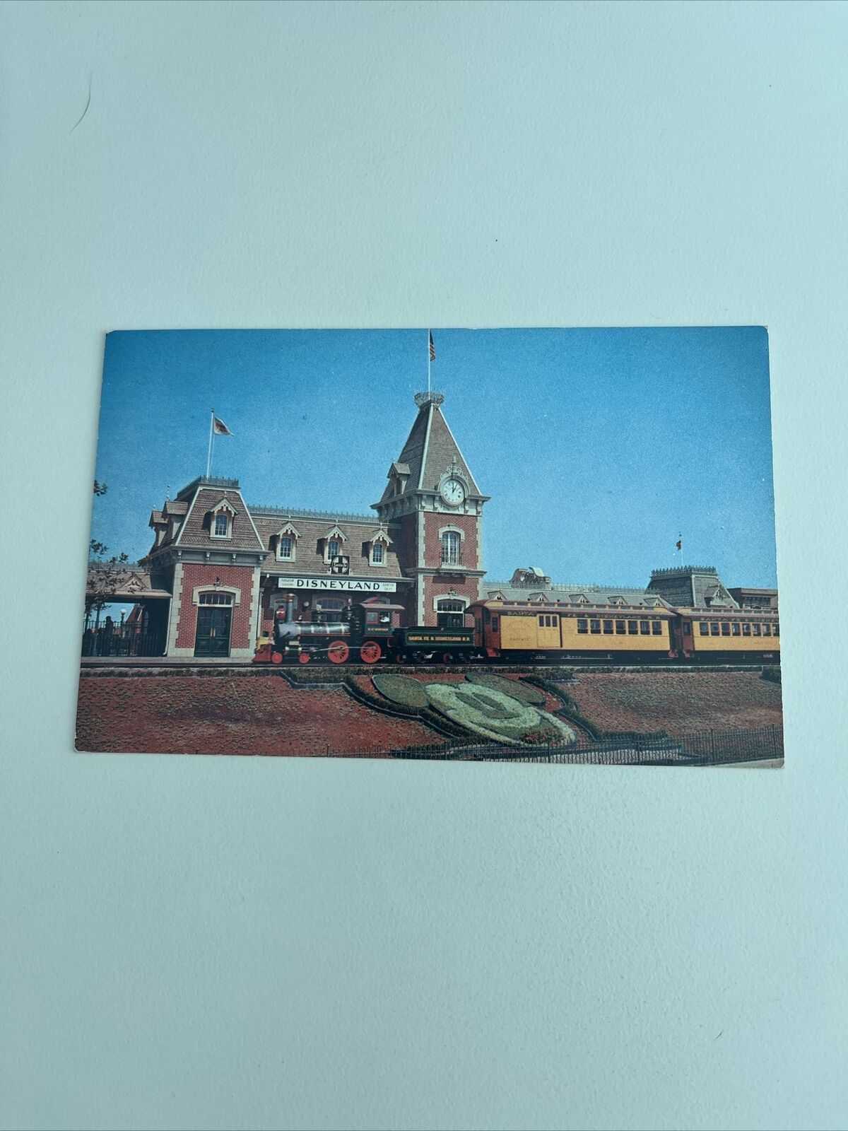 Vintage Postcard--DISNEYLAND--Entrance Santa Fe Railroad Station 1960\'s Mickey