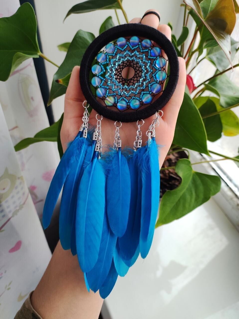 Small Blue Dream Catcher with beads