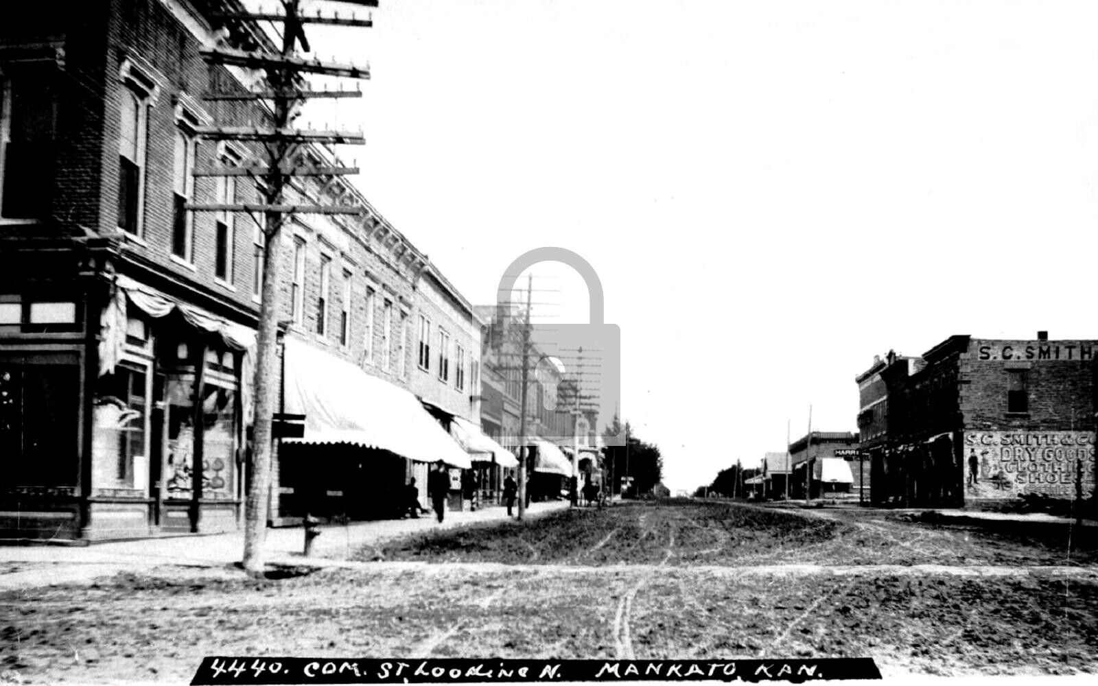 Commercial Street View Mankato Kansas KS Reprint Postcard