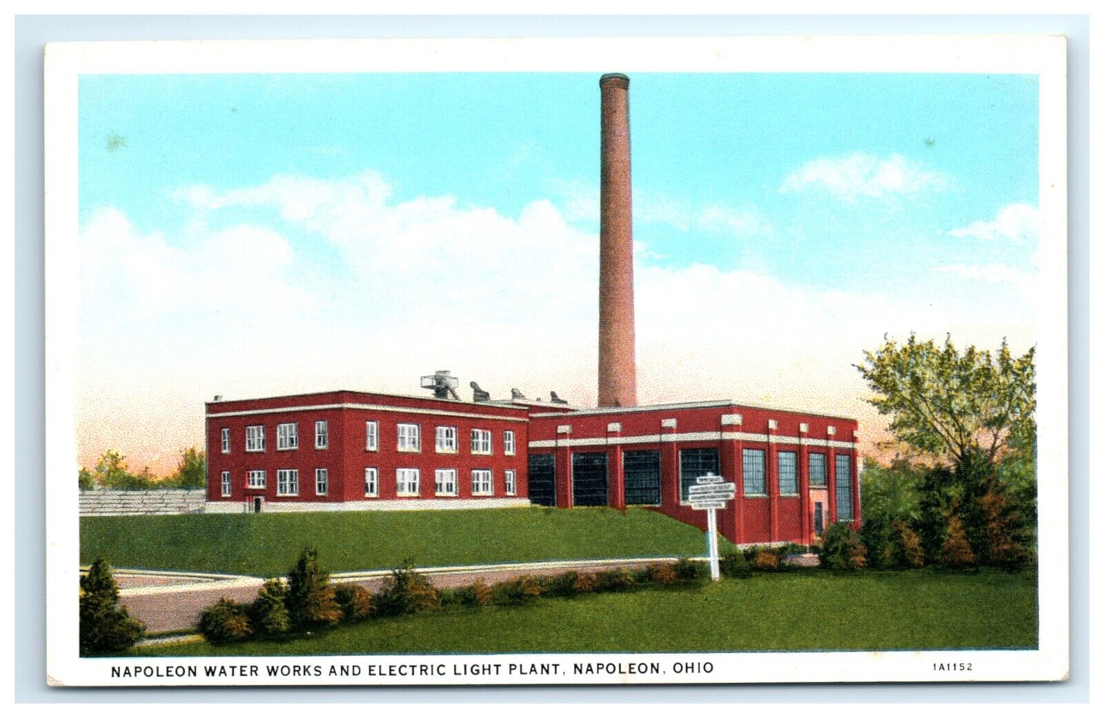 Napoleon Water Works and Electric Light Plant Ohio Postcard Teich White Border