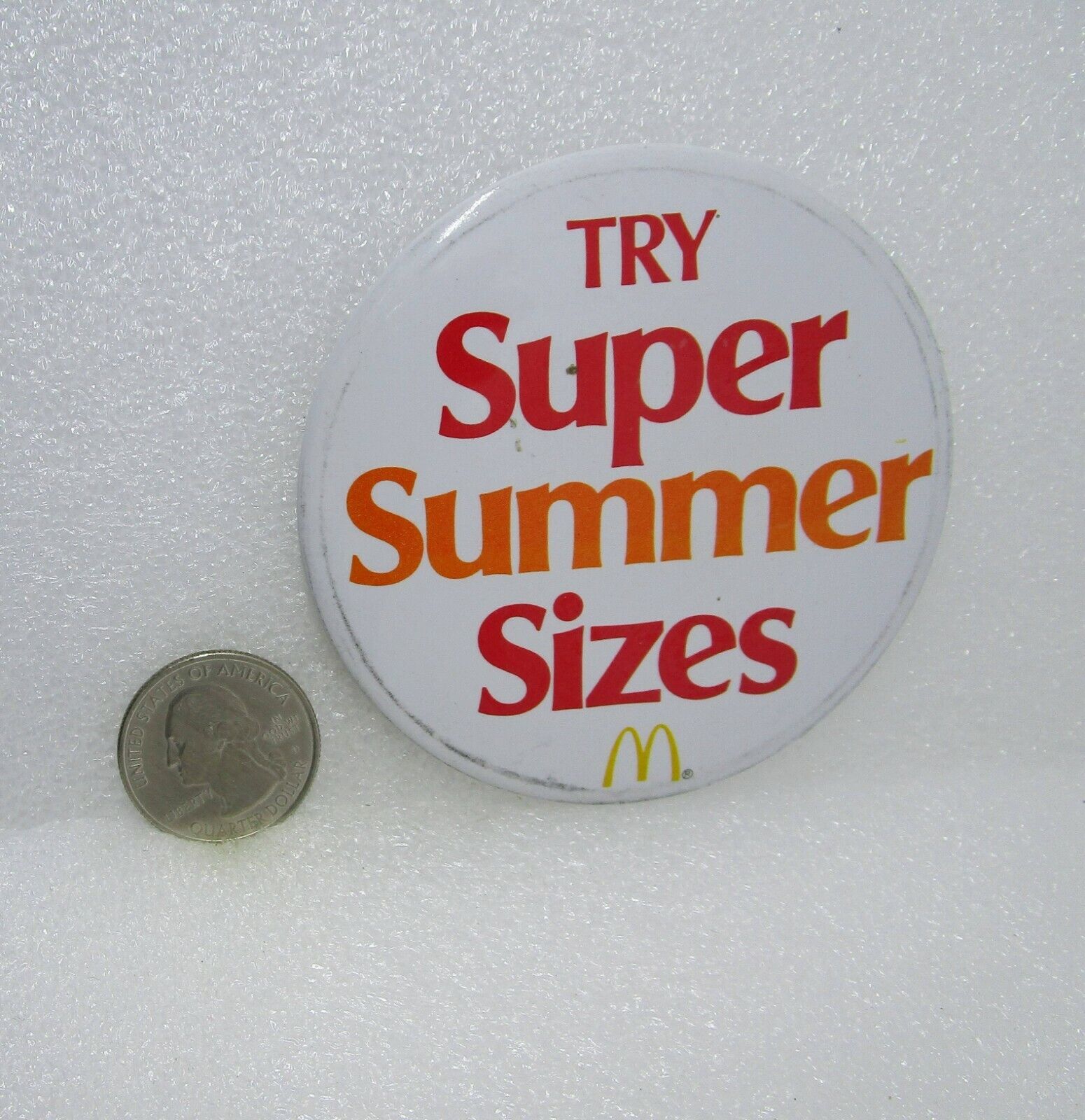 McDonald\'s Try Super Summer Sizes Button Pin