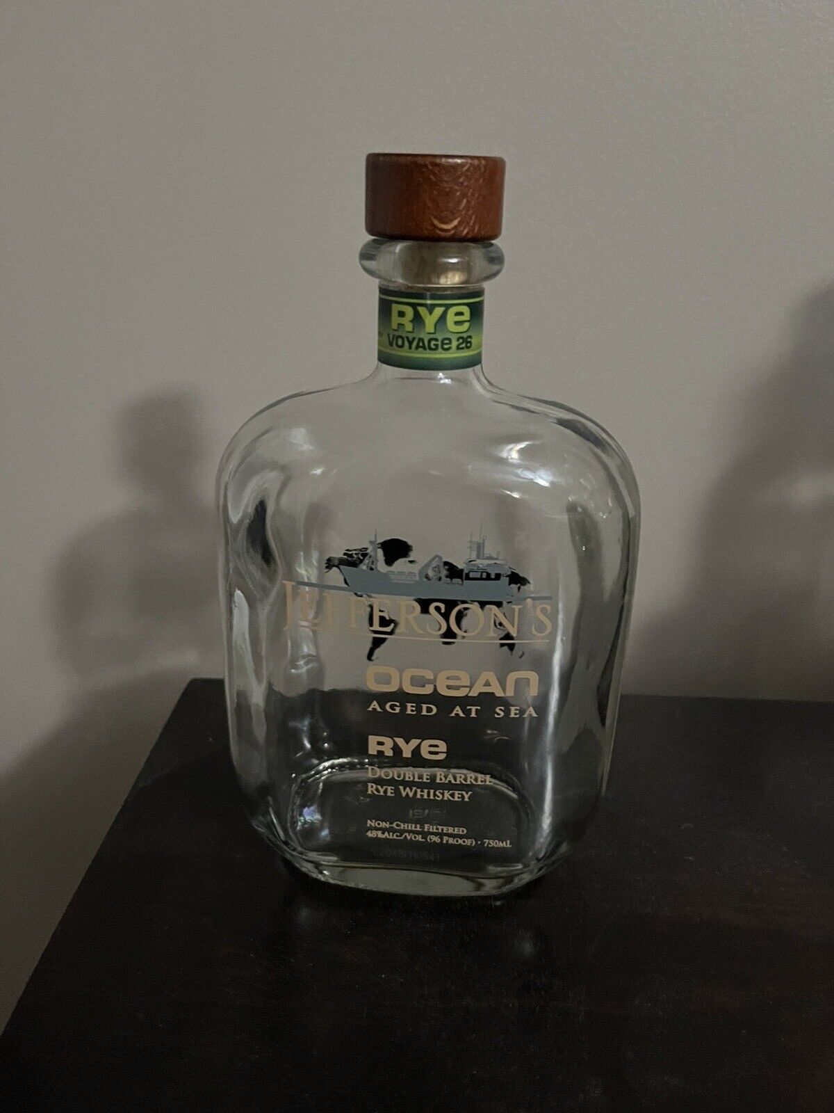 Jefferson's Ocean Double Barrel Rye Whiskey empty Bottle Voyage 26
