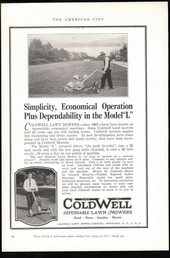 1926 Coldwell Lawn Mowers Model L  Newburgh NY Vintage magazine photo print ad 2
