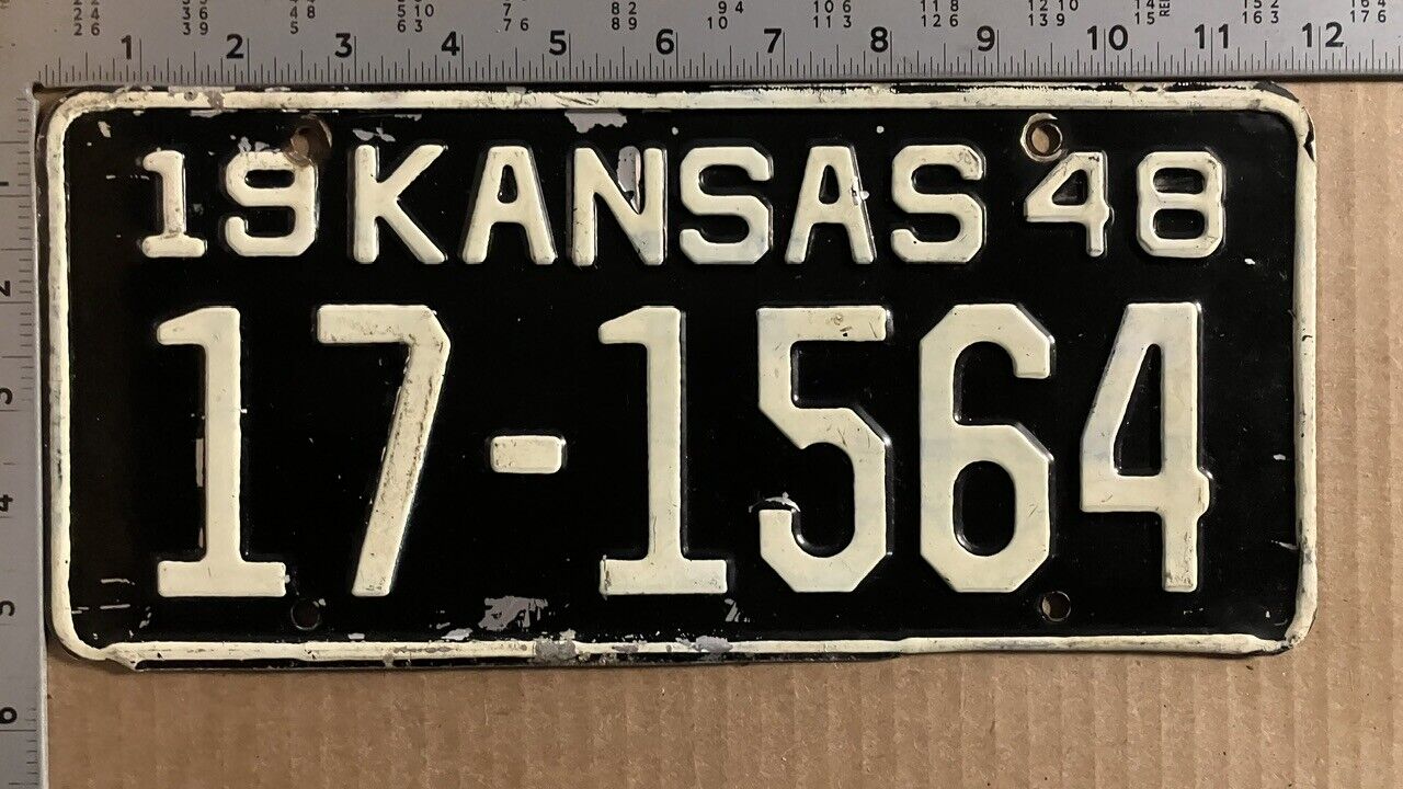 1948 Kansas license plate 17-1564 YOM DMV Bourbon Ford Chevy Dodge 13669