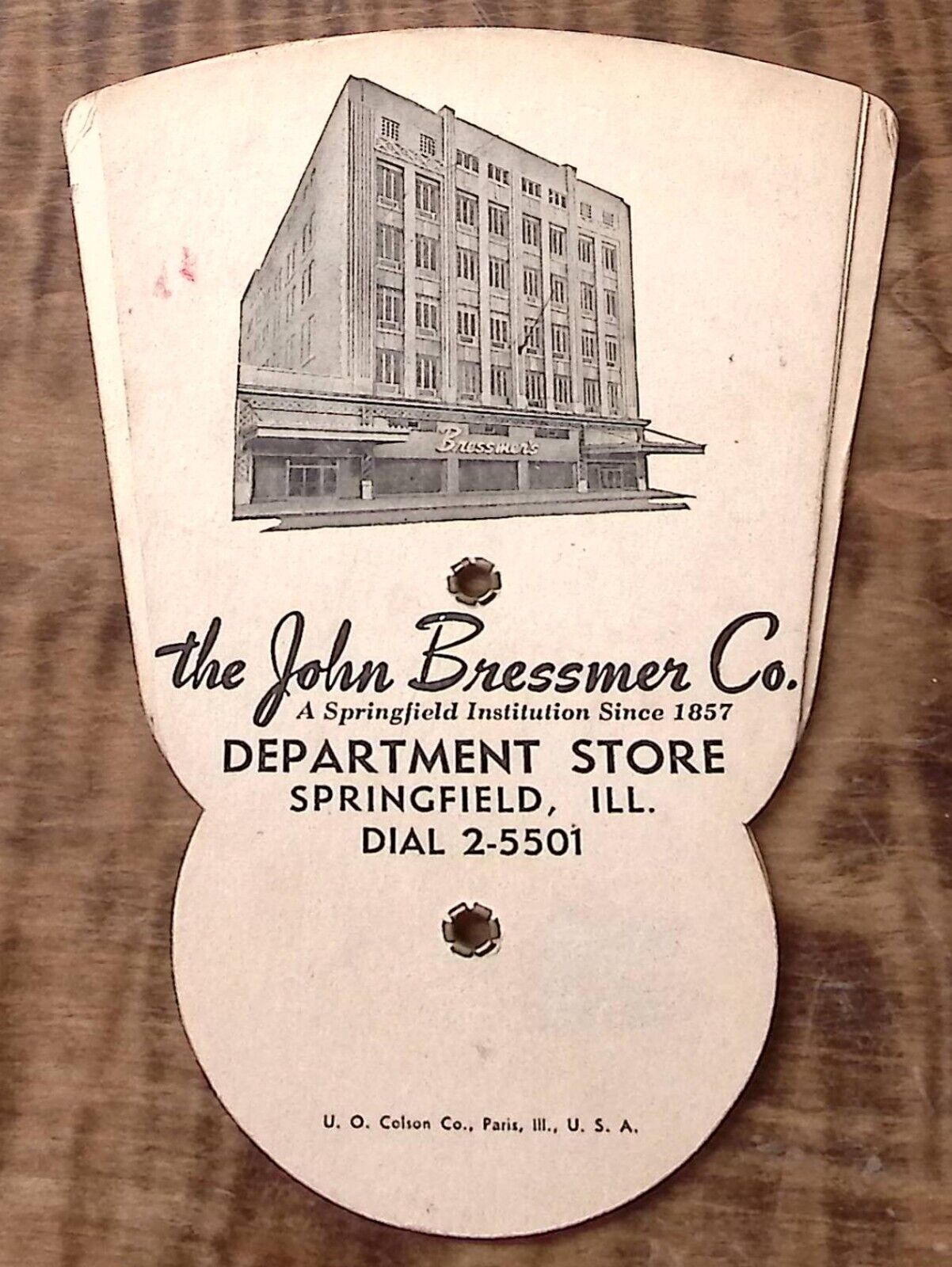 1930s SPRINGFIELD IL THE JOHN BRESSMER CO DEPARTMENT STORE FOLD OUT AD FAN Z5180