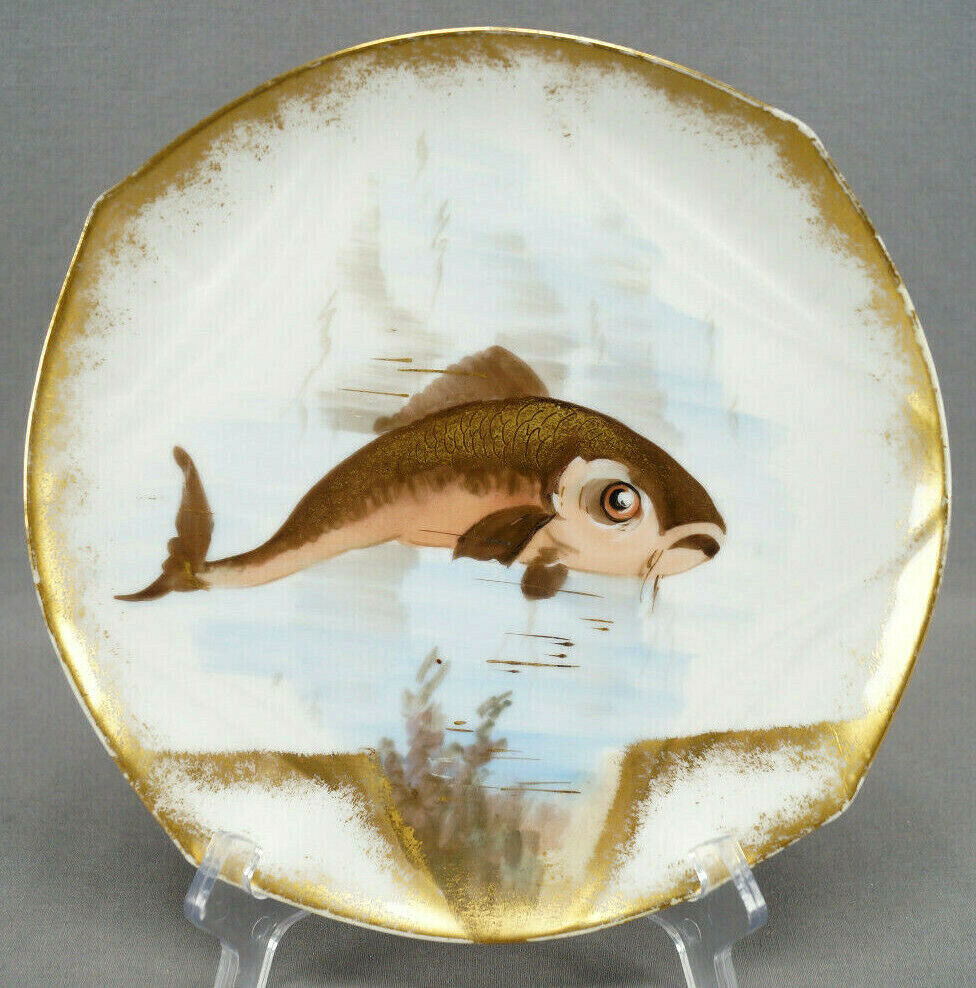 Martial Redon Limoges Hand Painted Gold Fish 8 3/4 Inch Plate Circa 1882-1896 C