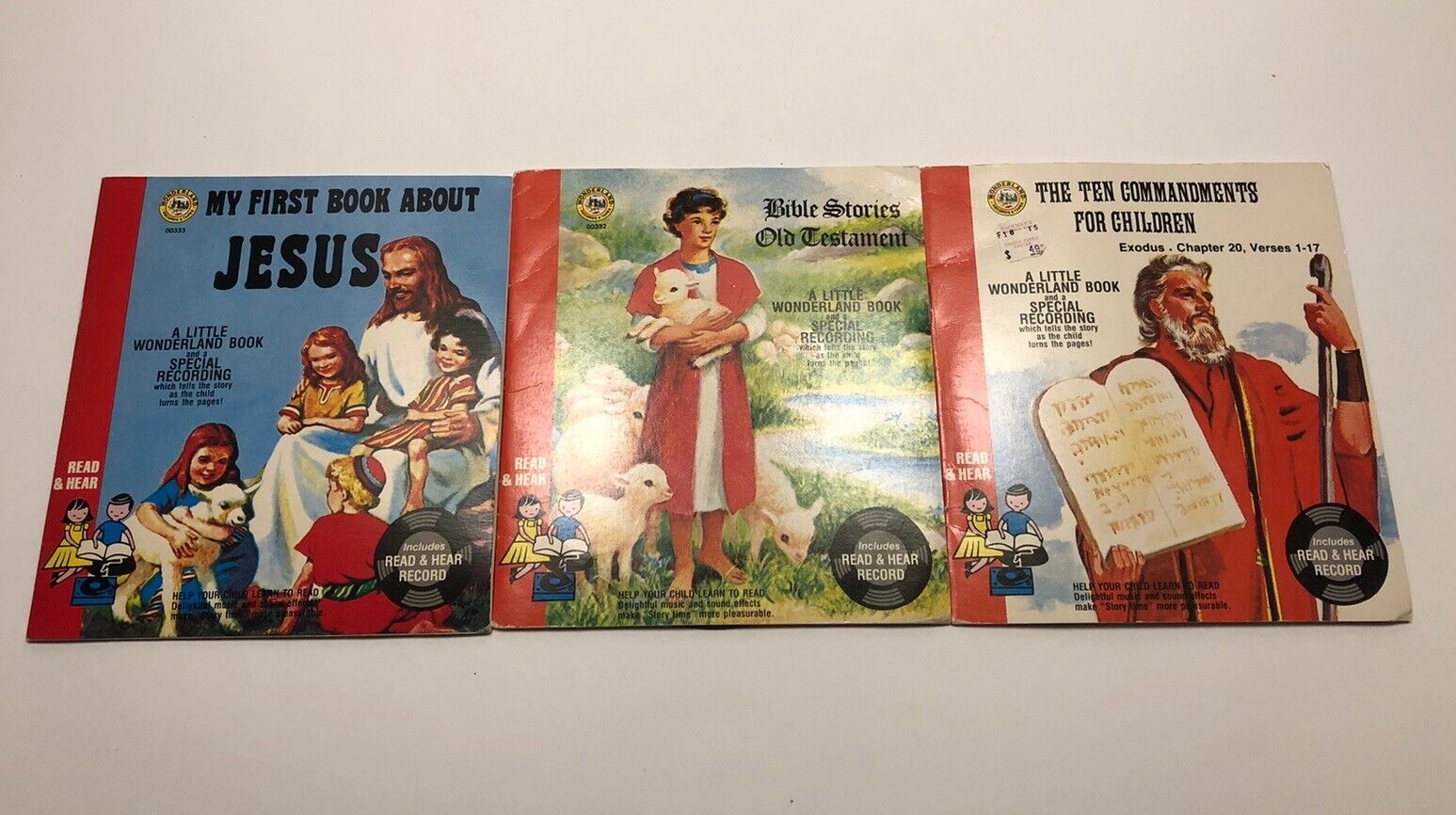 Lot of 3 - WONDERLAND Records & Tapes - Bible Stories - Record and book sets