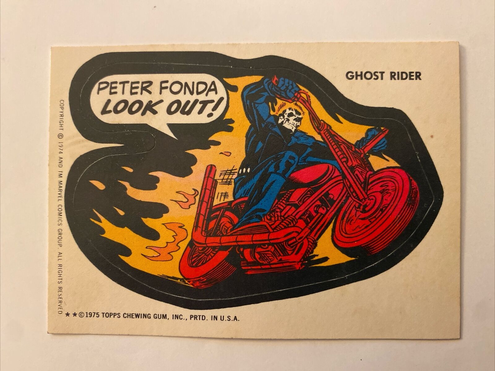 1975 Topps Marvel Comics Super Heroes Trading Card Sticker GHOST RIDER