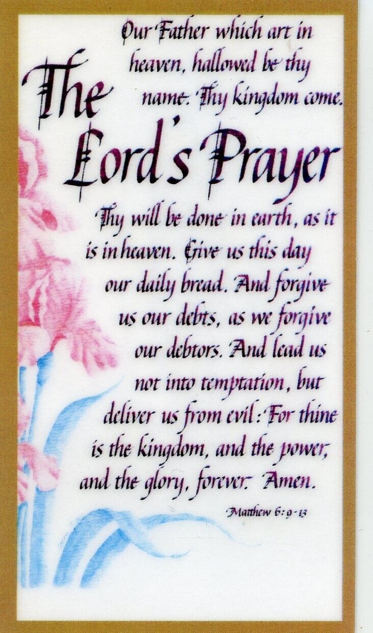 The Lords Prayer U- Laminated  Holy Cards.  QUANTITY 25 CARDS
