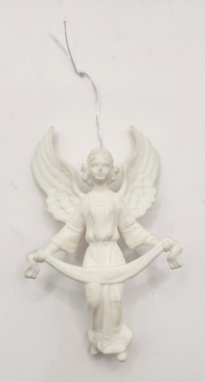 Vintage Hard Plastic Angel Christmas Ornament White 3.75\