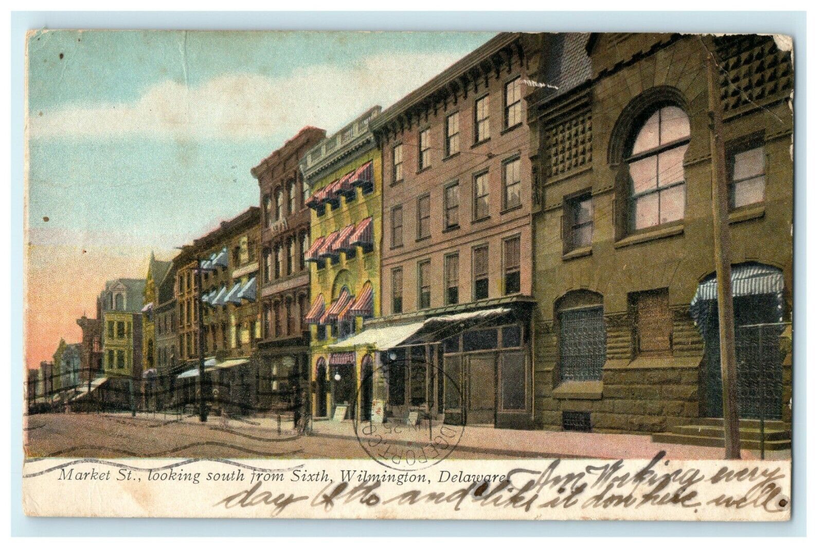 1908 Market Street, Looking South from Sixth, Wilmington, Delaware DE Postcard