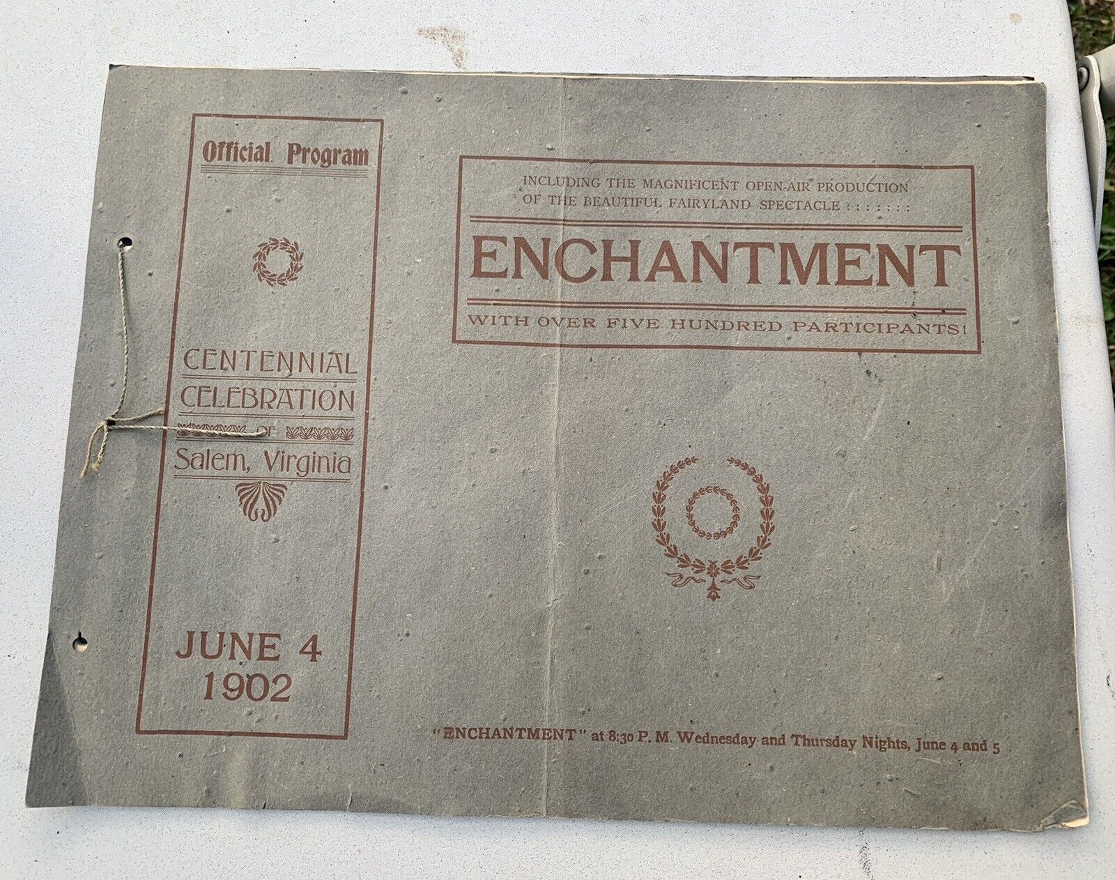 Rare 1902 Enchantment celebration Of Salem Va Roanoke Va Bicentennial Program