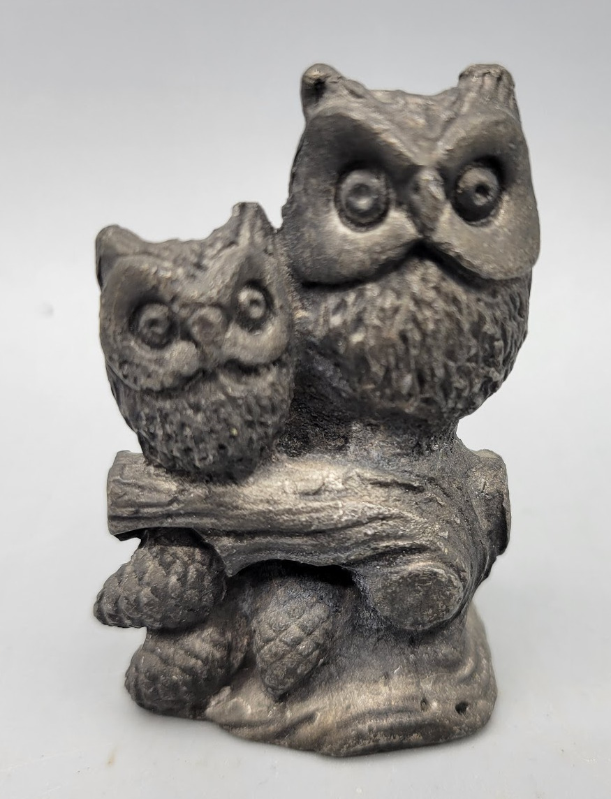 Vintage Miniature Metal Owl Birl Pair of two Owls Figurine