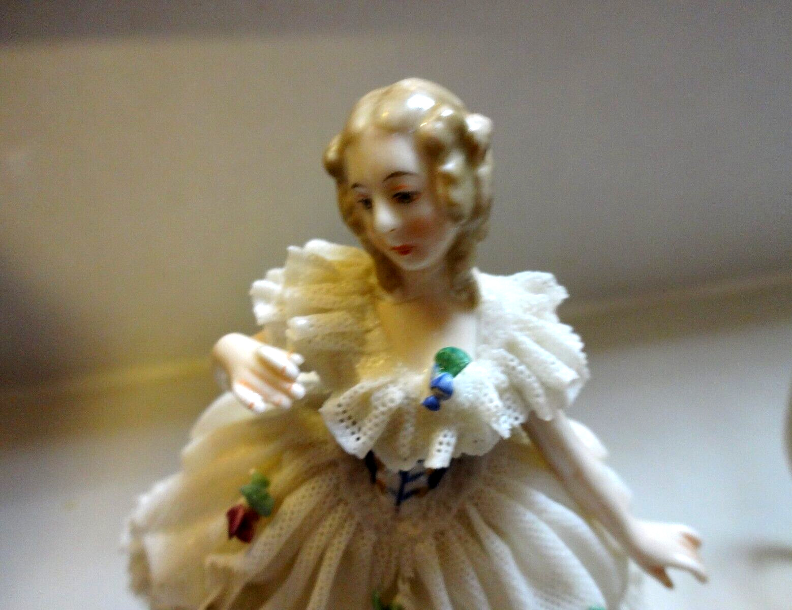 Antique Dresden Porcelain Lace 5.5 in. Ballerina Figurine