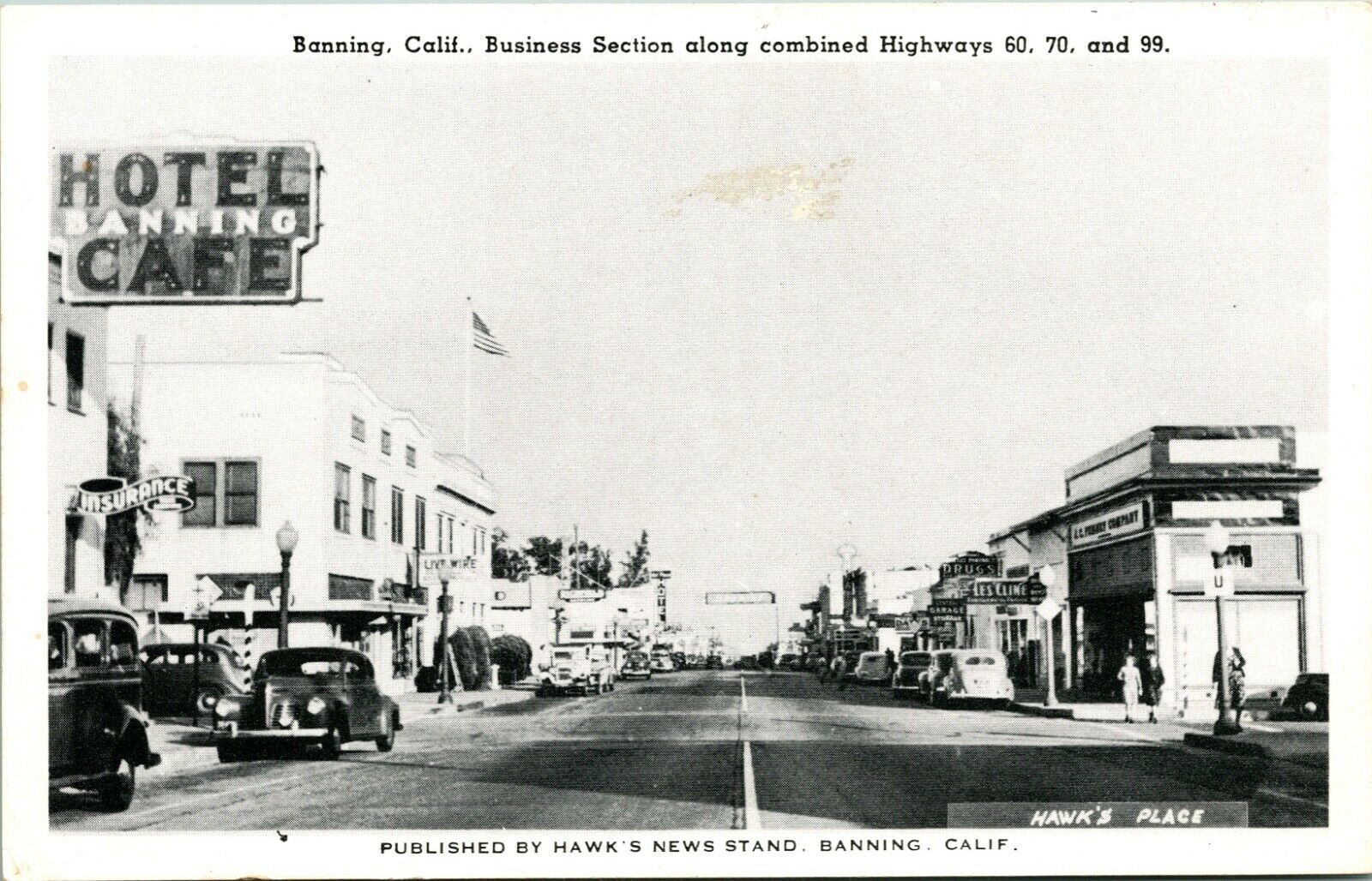 Vtg Banning California Business Section Along Combined Highways 60 70 99