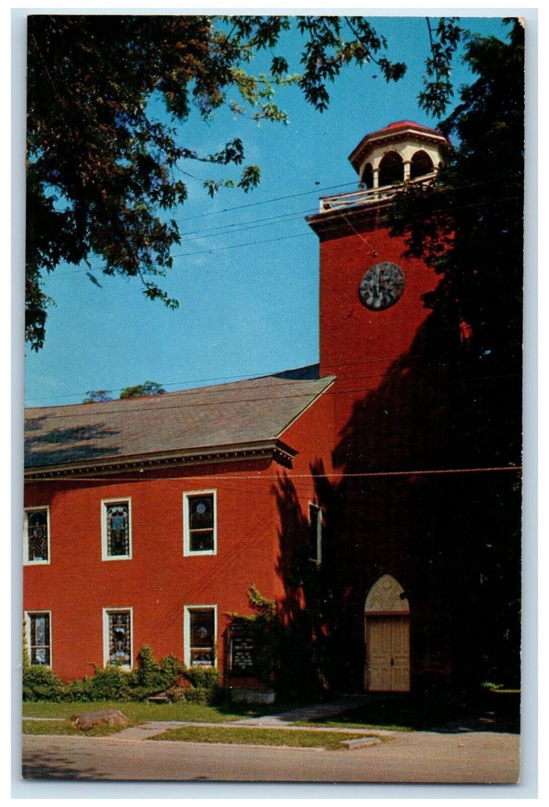 c1960 Community Church Building Exterior Schoharie New York NY Vintage Postcard