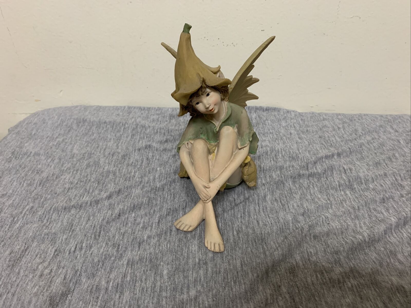 Vintage Resin Winged Sitting Pixie Fairy Boy Figure